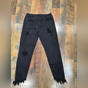 Kancan Black Distressed Ankle Capri Jeans 5/26